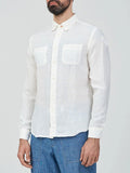 Blauer Camicia Casual Lino Uomo 24SBLUS01038-006781 - Bianco