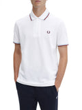 Fred Perry Polo Twin Tipped Uomo M12 - Bianco