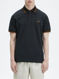 Fred Perry Polo Twin Tipped Uomo M12 Nghtgree/caramello - Verde