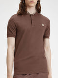 Fred Perry Polo Bomber Collar Uomo M4526 Mattone - Marrone