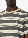 Fred Perry T-shirt Stripe Avorio Uomo M6557 - Verde