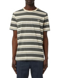 Fred Perry T-shirt Stripe Avorio Uomo M6557 - Verde