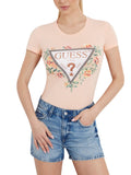 Guess T-shirt Triangle Flowers Donna W4GI24J1314 Peach Sky - Rosa