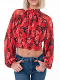 Guess Blusa Bianca Pleated Donna W4RH69WDW52 Call Me Cherry Print - Rosso