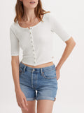 Levis Maglia Dry Goods Waffle Top Egret Donna A7259 - Bianco