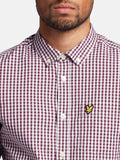 Lyle & Scott Camicia Casual Slim Fit Gingham Bianco Uomo LW1114VOG Borgogna - Bordeaux