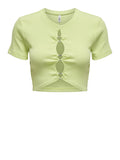 Only T-shirt Freja Life Donna 15289556 Shadow Lime Open Front - Verde