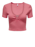 Only T-shirt Freja Life Donna 15289556 Coral Paradise V-Heart - Rosa