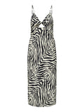 Only Vestito Longuette Donna 15319882 Cloud Dancer Black Zebra - Maculato