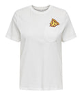 Only T-shirt Chill Pocket Donna 15322460 Cloud Dancer Pizza - Bianco