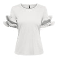 Only T-shirt Donna 15324490 Cloud Dancer Sleeve Frll - Bianco