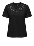 Only T-shirt Donna 15337685 Black Amour White Pearls - Nero