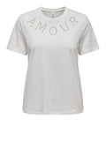 Only T-shirt Donna 15337685 Cloud Dancer Amour - Bianco