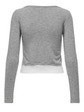 Only Maglia Elva Top Donna 15338607 Light Grey Melange White Insid - Grigio