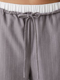 Only Pantalone Straight Donna 15339242 Light Grey Melange White Pinst - Grigio