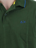 Sun68 Polo Small Stripes On Collar Uomo A34113 - Verde