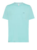 Sun68 T-shirt Round Solid Pocket Uomo T34101 Acqua - Celeste