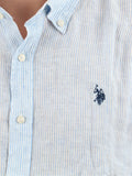 U.S. Polo Assn. Camicia Casual Camicia Evan Lino Uomo 53603-67769 - Celeste