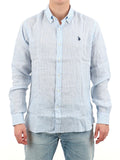 U.S. Polo Assn. Camicia Casual Camicia Evan Lino Uomo 53603-67769 - Celeste