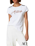 Actitude T-shirt Donna 242AP2450 Papers - Bianco