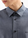 Armani Exchange Camicia Casual Uomo 6DZC30ZN5UZ B.micro Pied De Poul - Blu