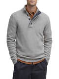 Barbour Pullover Essential Patch Half Uomo MKN0585 Stone - Grigio