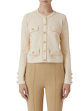 Elisabetta Franchi Cardigan Cropped Tricot Donna MK63B46E2 Crema - Avorio