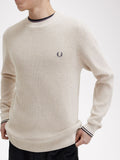 Fred Perry Maglione Waffle Stitch Uomo K6507 Porridge Marl - Avorio