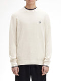 Fred Perry Maglione Waffle Stitch Uomo K6507 Porridge Marl - Avorio