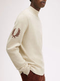 Fred Perry Maglione Laurel Wreath Mock Neck Uomo K8530 Oatmeal - Avorio