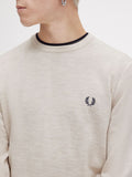 Fred Perry Maglione Classic Crew Neck Uomo K9601 Porridge Marl - Avorio