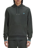 Fred Perry Felpa Cappuccio Tipped Uomo M2643 Nightgreen/ocean - Verde