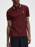 Fred Perry Polo Twin Tipped Uomo M3600 Oxblood - Bordeaux