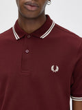 Fred Perry Polo Twin Tipped Uomo M3600 Oxblood - Bordeaux