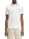 Fred Perry Polo Twin Tipped Uomo M3600 Snwht/bred/nvy - Bianco