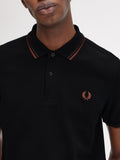 Fred Perry Polo Twin Tipped Uomo M3600 Blk/cbrick/whsbr - Nero