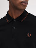 Fred Perry Polo Twin Tipped Uomo M3600 Blk/cbrick/whsbr - Nero