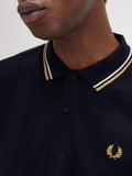 Fred Perry Polo Twin Tipped Uomo M3636 Navy/ecru/honeyc - Blu