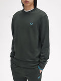 Fred Perry Felpa Crew Neck Uomo M7535 Nightgreen/ocean - Verde