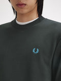 Fred Perry Felpa Crew Neck Uomo M7535 Nightgreen/ocean - Verde