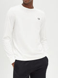 Fred Perry T-shirt Long Sleeve Crew Neck Uomo M8700 Snow White - Bianco