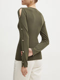 Guess Maglione Chiara Cut Out Donna 4YGR165817Z Olive Morning - Verde