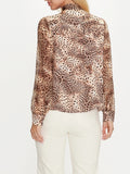 Guess Camicia Brigitte Bowed Donna W4YH6BWEE20 Micro Cheetah Print - Marrone