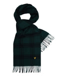 Lyle & Scott Sciarpa Check Lambswool Uomo SV2100A Argyle Teal/ Jet Black - Verde