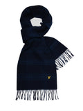 Lyle & Scott Sciarpa Check Lambswool Uomo SV2100A Dark Navy/ Dark Denim - Blu