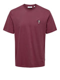 Only e Sons T-shirt Uomo 22030582 Maroon - Bordeaux