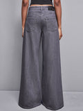 Patrizia Pepe Pantalone Palazzo Strass Donna 8P0610D080 Gray Denim - Grigio