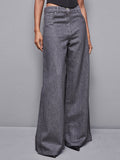 Patrizia Pepe Pantalone Palazzo Strass Donna 8P0610D080 Gray Denim - Grigio