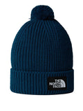 The North Face Berretto Logo Box Pom Unisex NF0A3FN3 Midnight Petrol - Blu