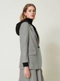 Twin Set Blazer Con Cappuccio Donna 242TF2010 Micro Piede De Poule Nero/neve - Grigio